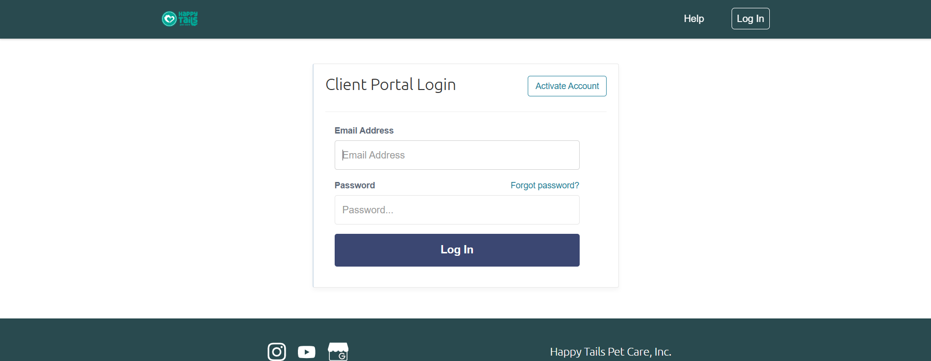 Client Portal Login Dashboard