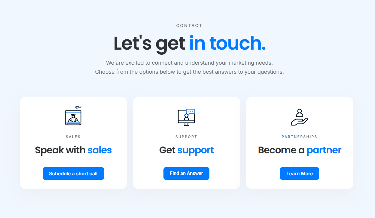 Contact and support options